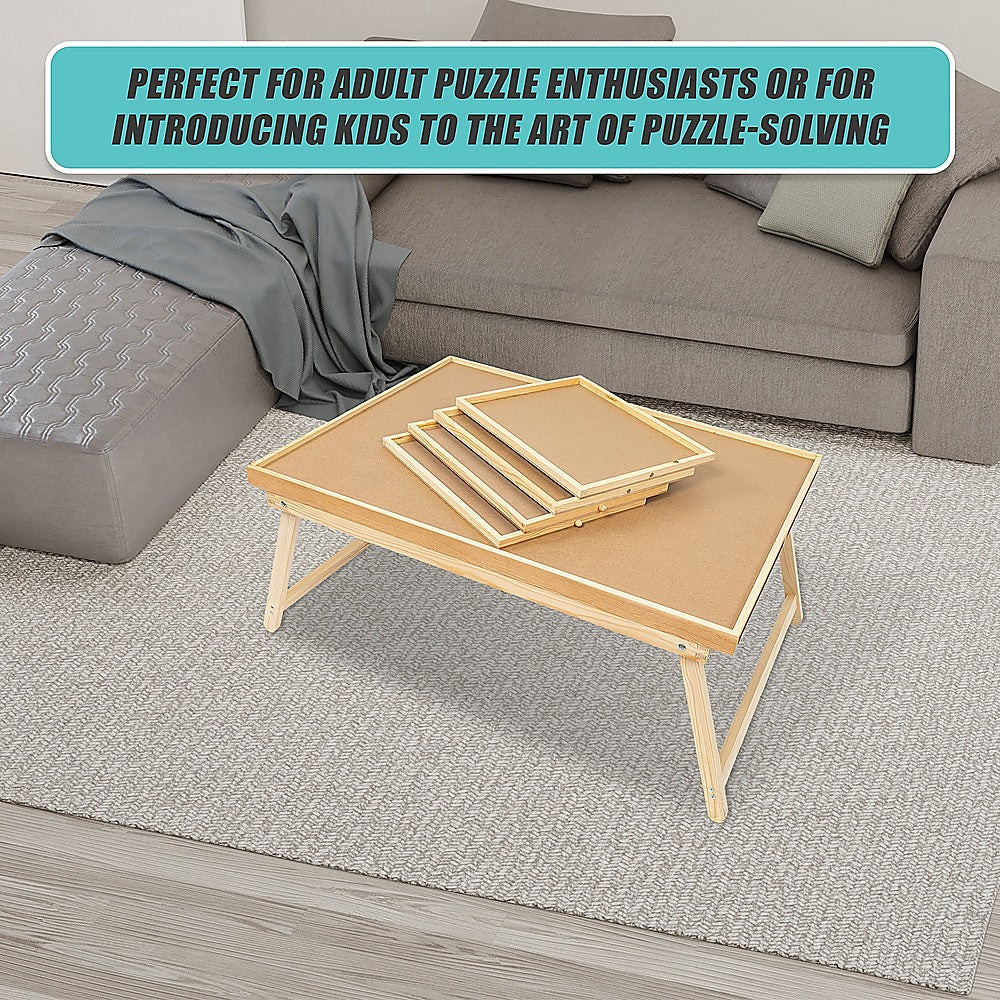 1500 Piece Wooden Jigsaw Puzzle Table – 67x87cm Puzzle Board with Folding Legs