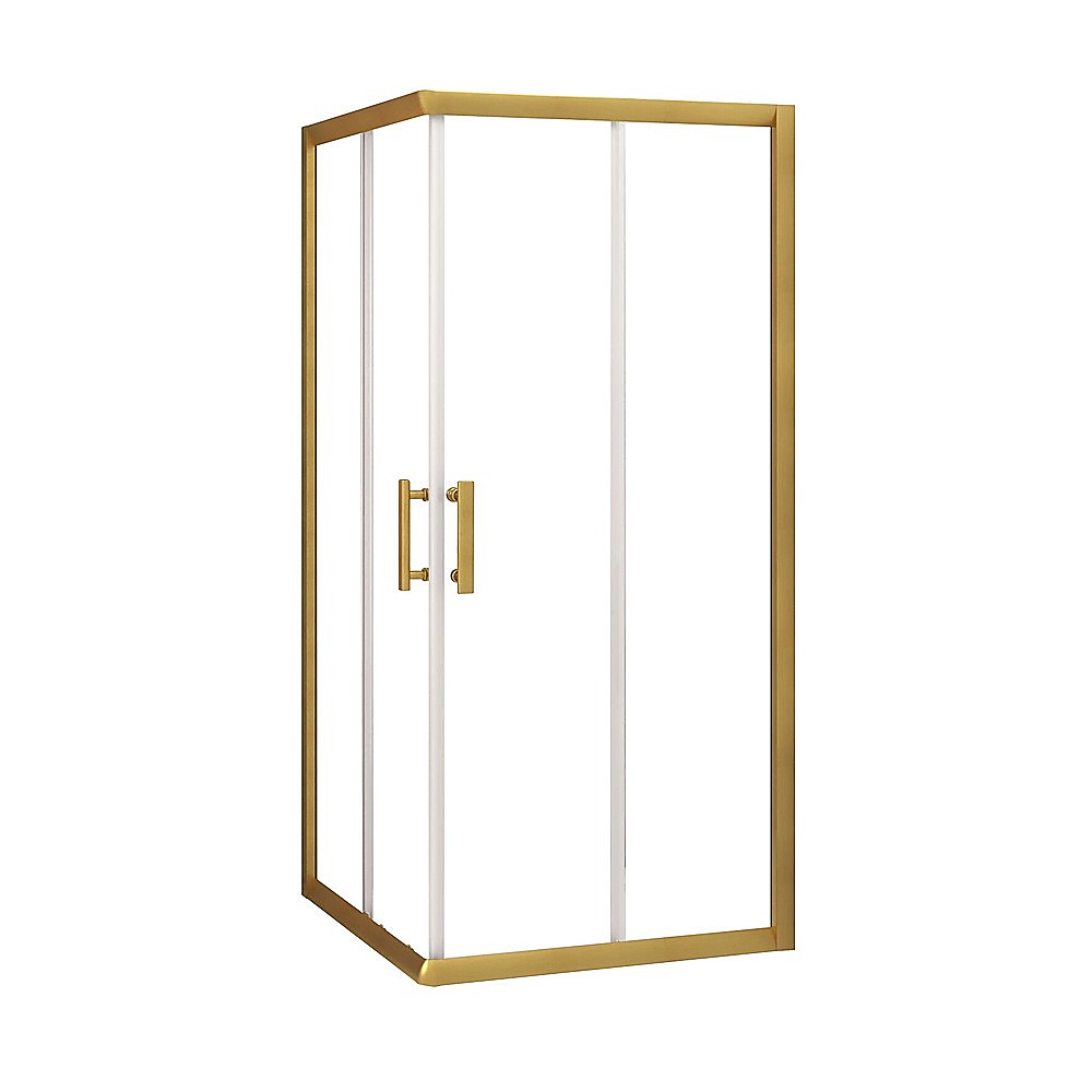 Adjustable 900x900mm Double Sliding Door Glass Shower Screen in Gold