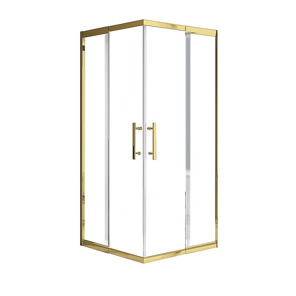 Adjustable 1200x1100mm Double Sliding Door Glass Shower Screen in Gold