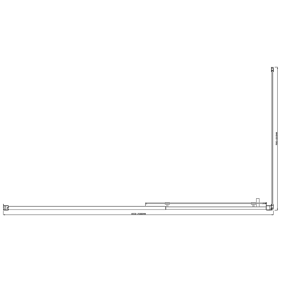 150mm Adjustable (2000x1010mm) Single Door Corner Sliding Glass Shower Screen in Black