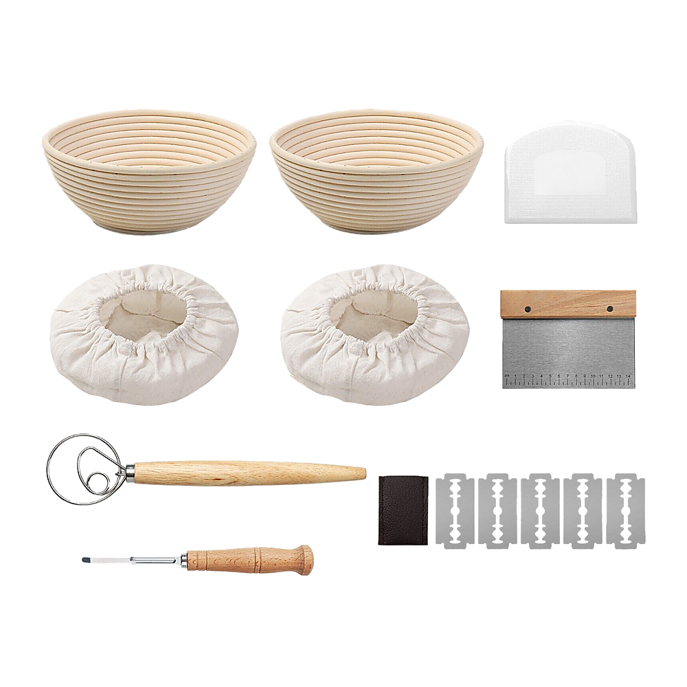 2 x 9 Sourdough Bread Proofing Set Bread Making Kit Round Bowls