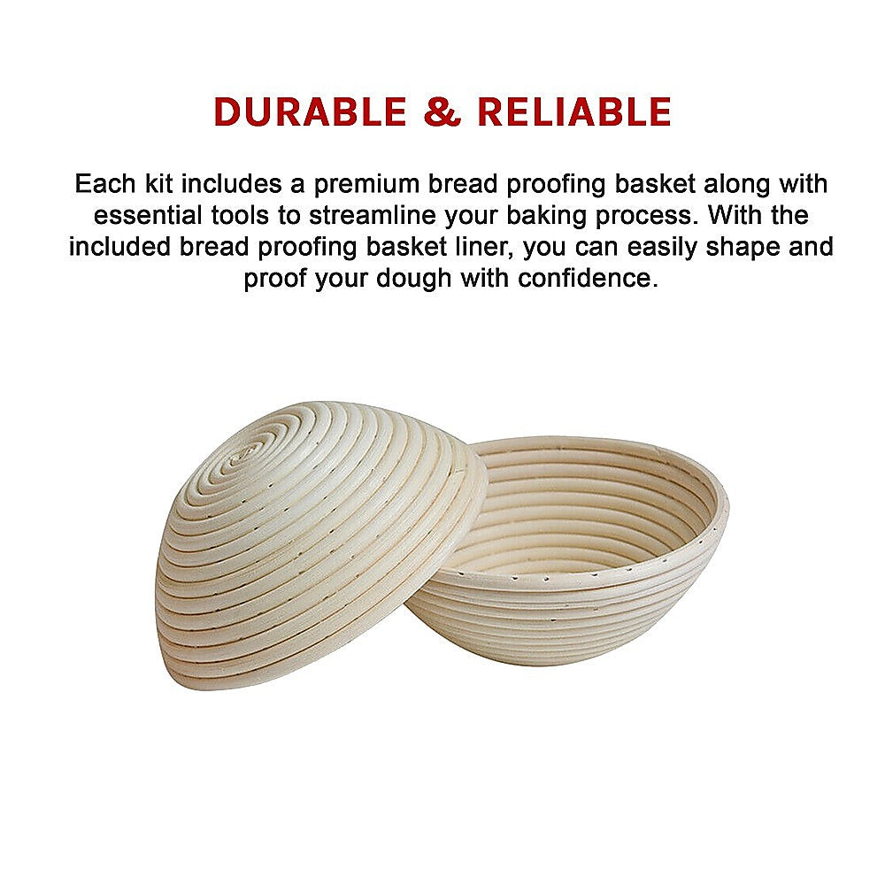 2 x 9 Sourdough Bread Proofing Set Bread Making Kit Round Bowls