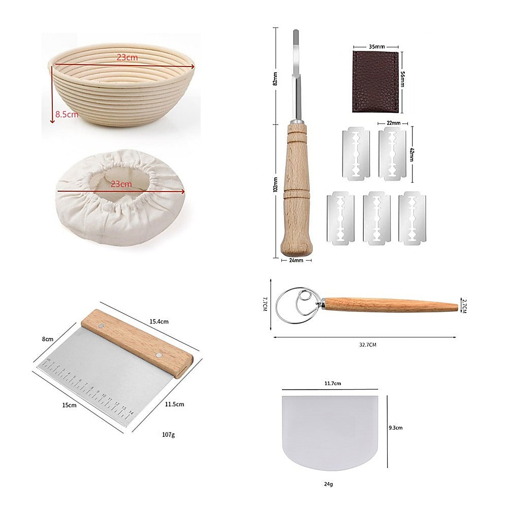 2 x 9 Sourdough Bread Proofing Set Bread Making Kit Round Bowls