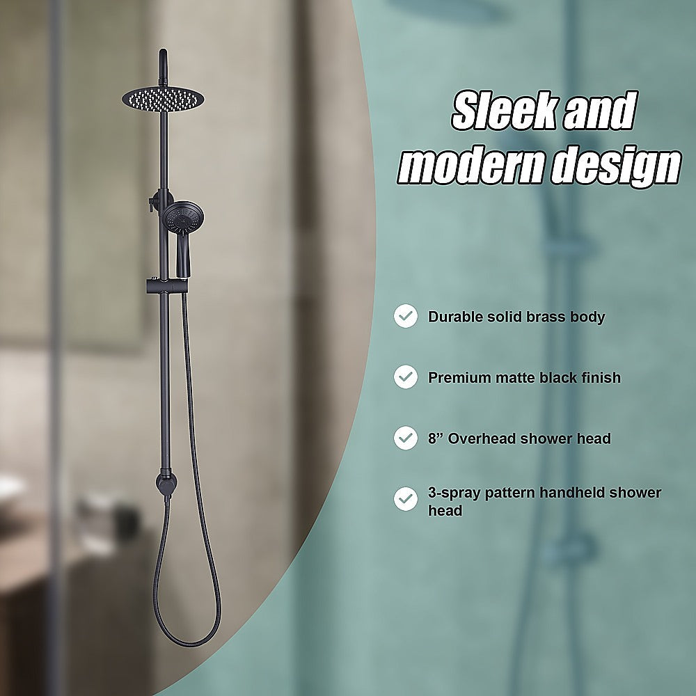 WELS 8 Rain Shower Head Set Rounded Dual Heads Faucet High Pressure Hand Held