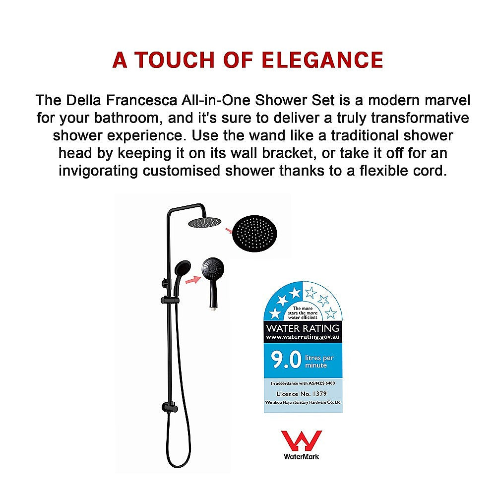 WELS 8 Rain Shower Head Set Rounded Dual Heads Faucet High Pressure Hand Held