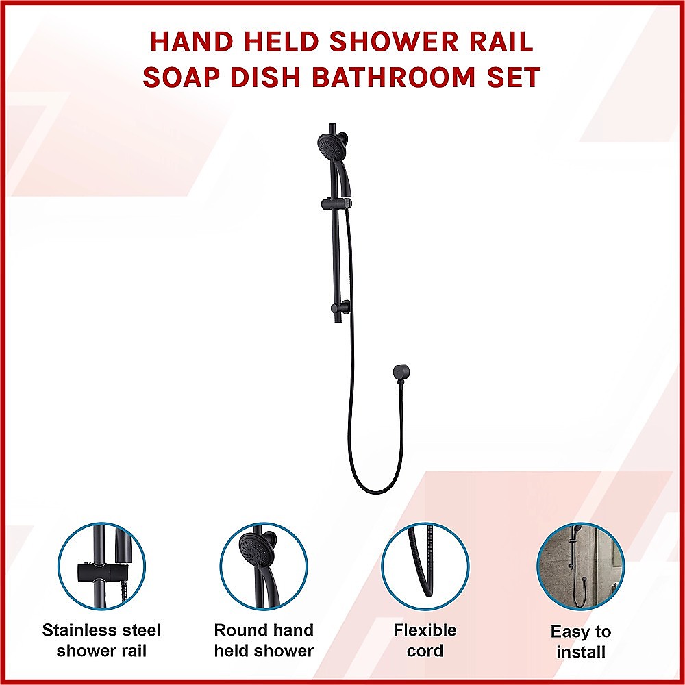 Hand Held Shower Rail Soap Dish Bathroom Set