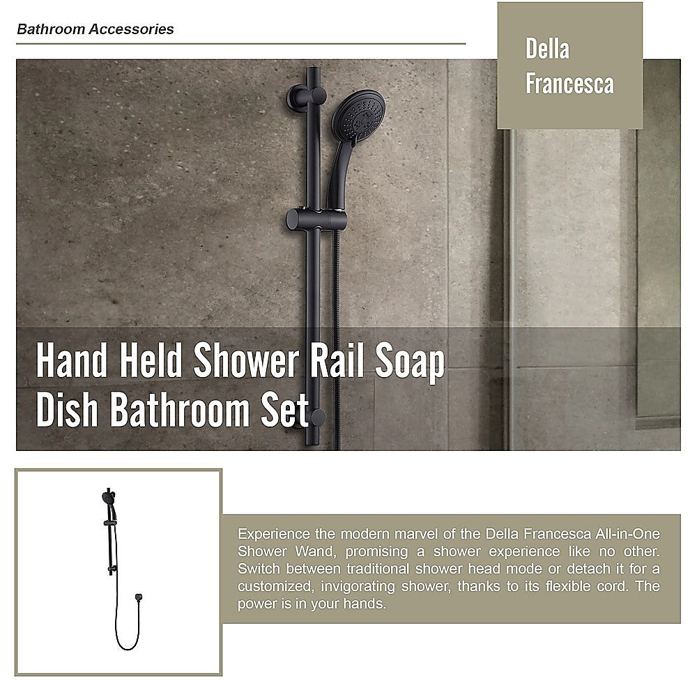 Hand Held Shower Rail Soap Dish Bathroom Set
