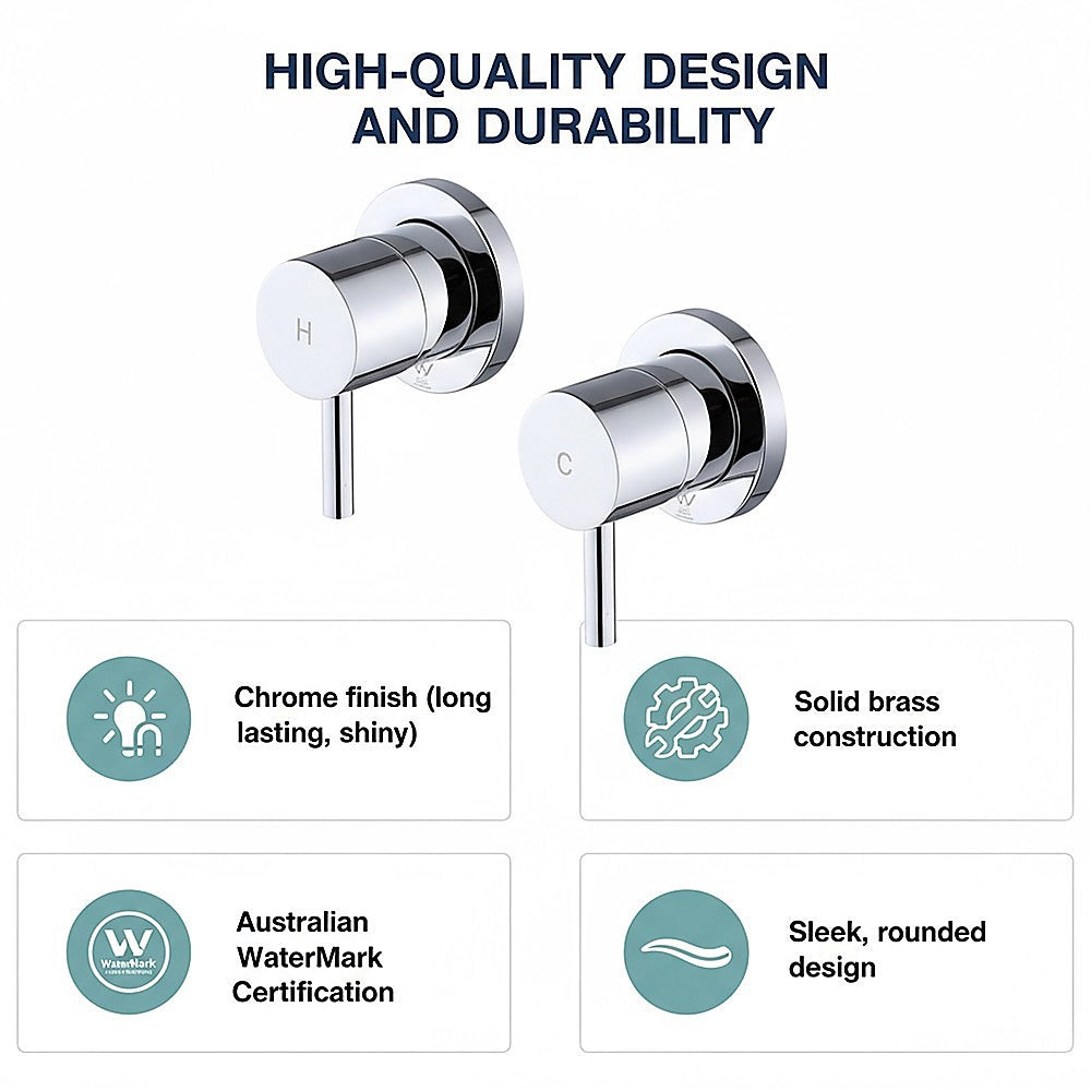 Bathroom Shower Bath Hot and Cold Mixer WATERMARK Certified in Chrome