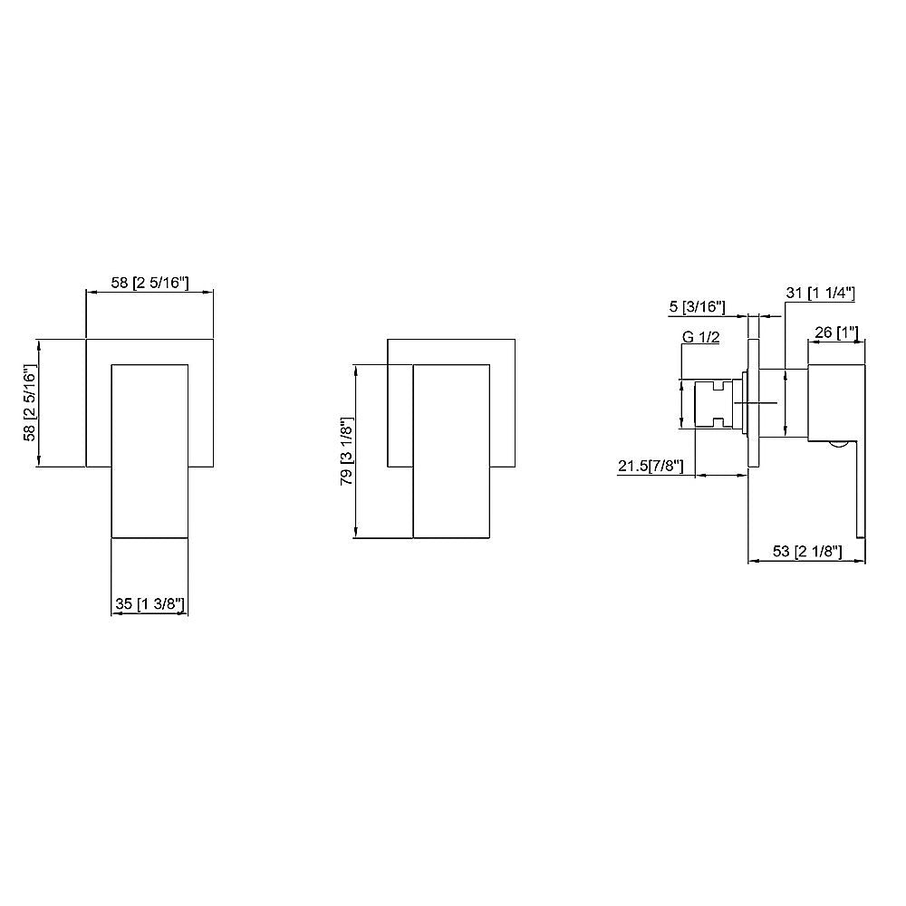 Bathroom Shower Bath Hot and Cold Square Mixer WATERMARK Certified in Chrome