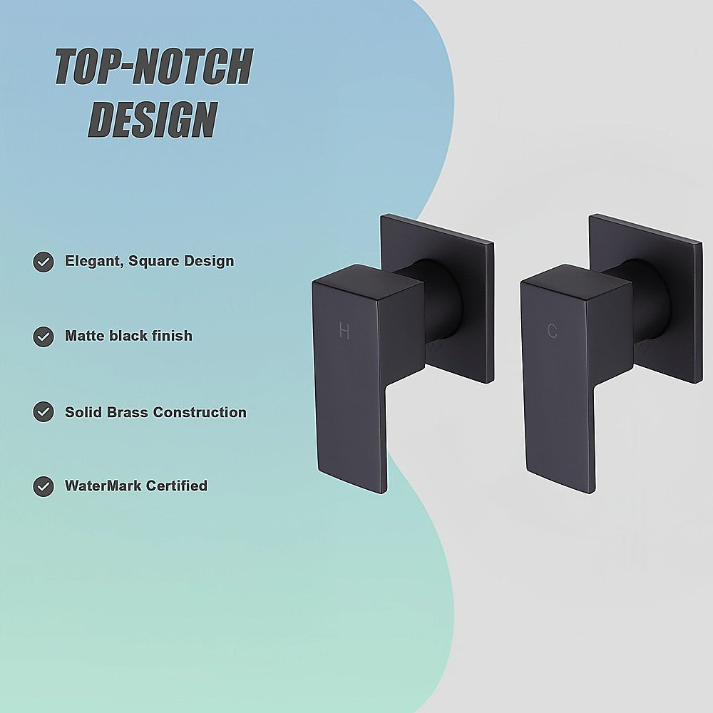 Bathroom Shower Bath Hot and Cold Square Mixer WATERMARK Certified in Black