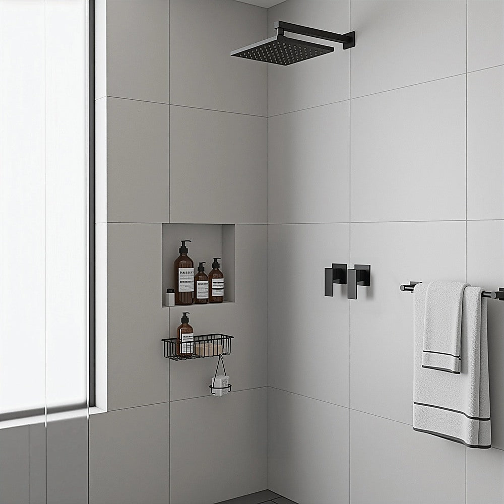 Bathroom Shower Bath Hot and Cold Square Mixer WATERMARK Certified in Black