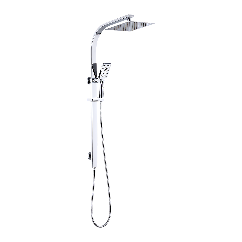 WELS 10 Rain Shower Head Set Square Dual Heads High Pressure with Handheld in Chrome