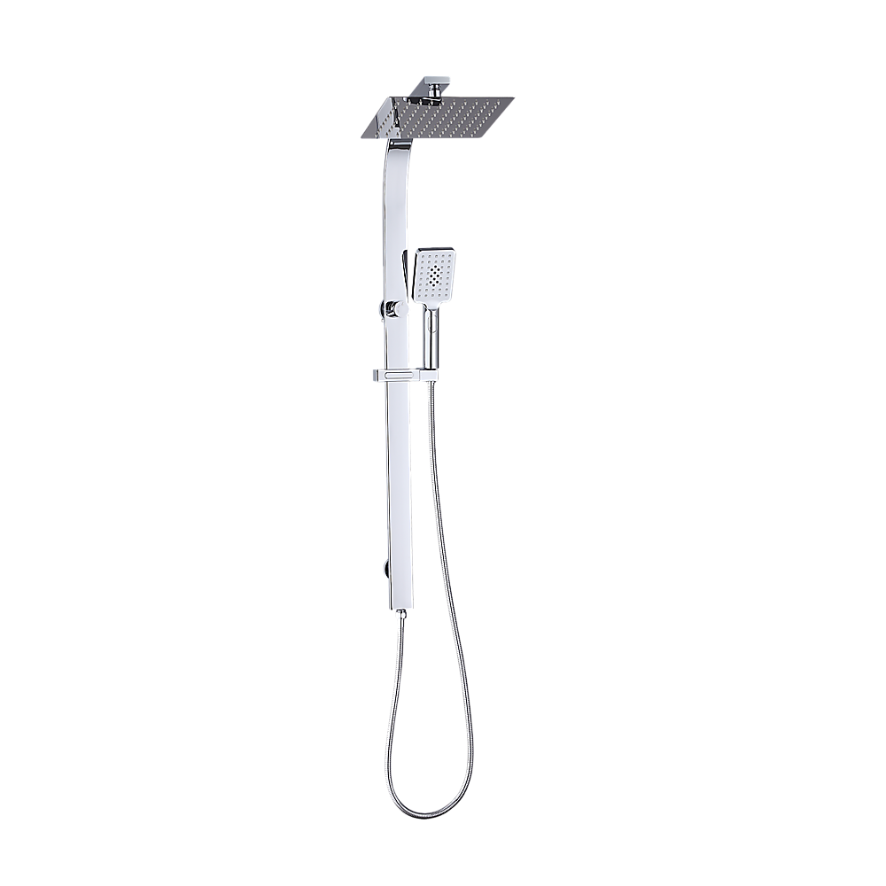 WELS 10 Rain Shower Head Set Square Dual Heads High Pressure with Handheld in Chrome