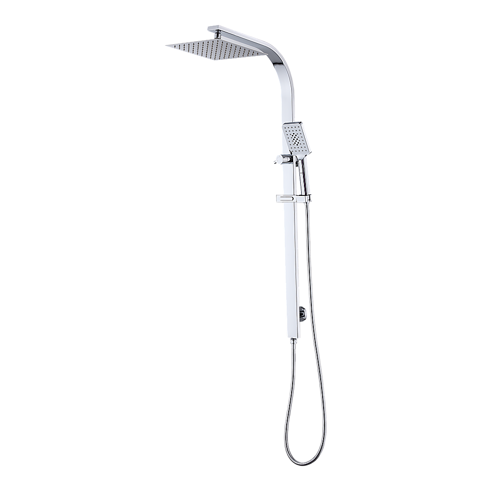 WELS 10 Rain Shower Head Set Square Dual Heads High Pressure with Handheld in Chrome