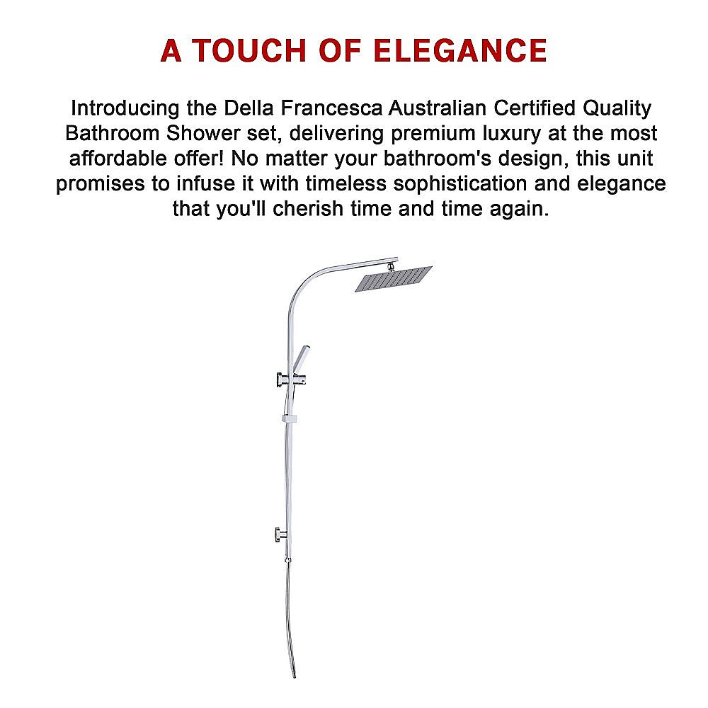 WELS 10 Rain Shower Head Set Square Dual Heads High Pressure with Handheld in Chrome