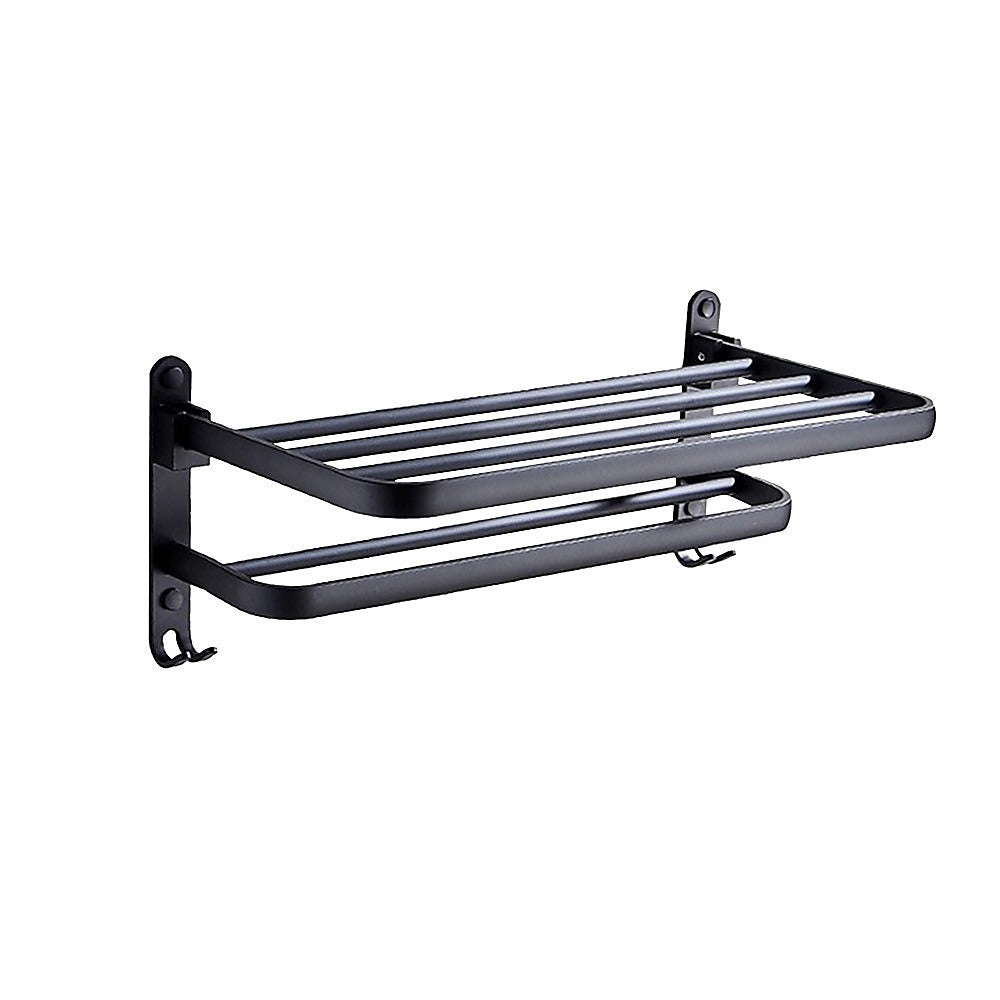 Towel Rack Folding Holder with Hook Accessories Wall Hanger Aluminium Bar Shelf