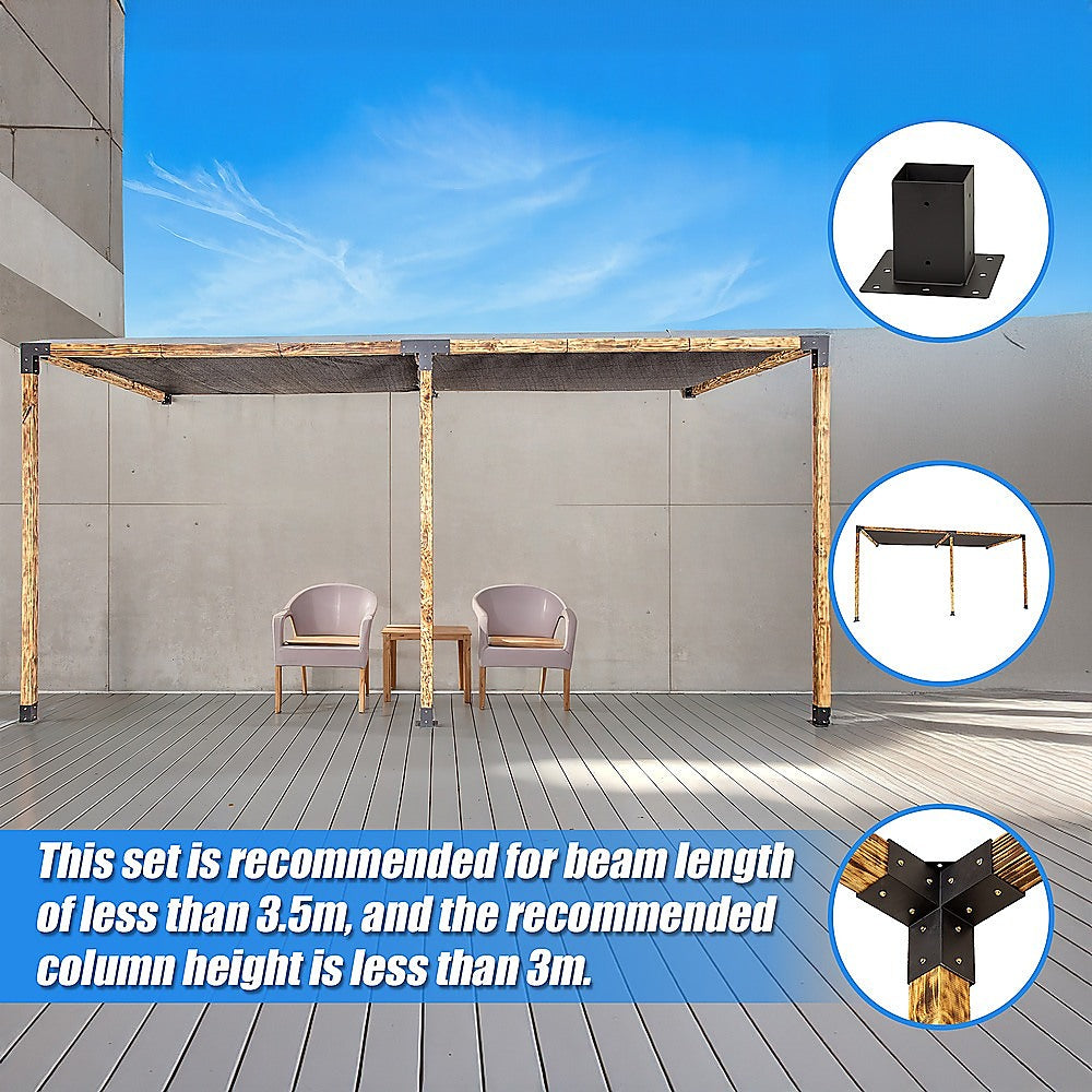 Roof Pergola Gazebo Shed Matte Black Steel Brackets and Black Screens DIY Kits