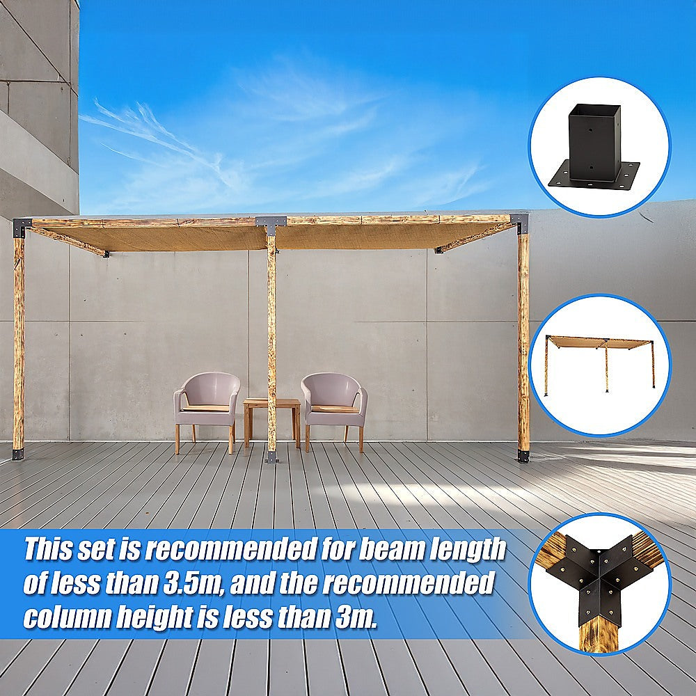 Roof Pergola Gazebo Shed Matte Black Steel Brackets and Coffee Screens DIY Kits