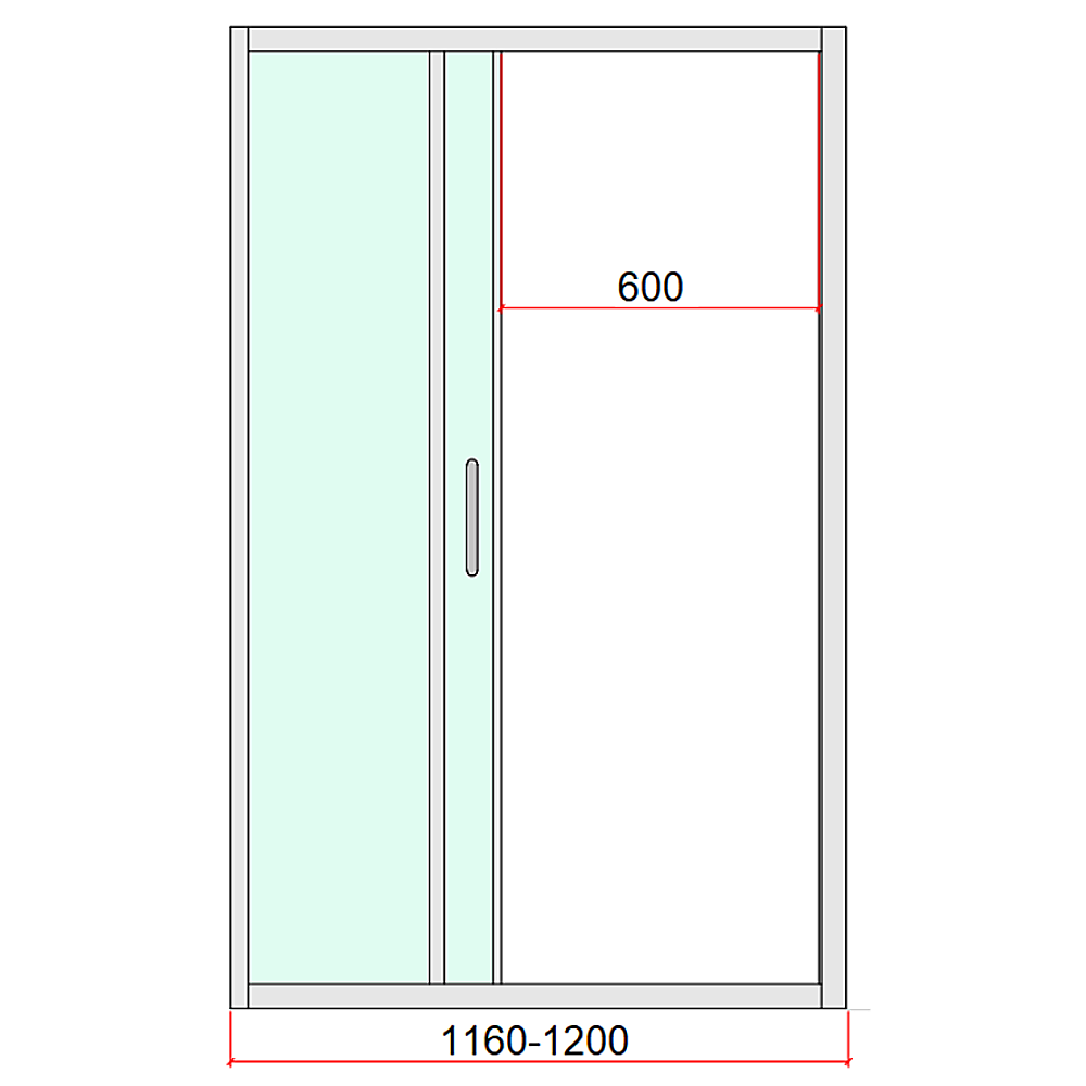 40mm Adjustable Contemporary Wall to Wall Black Sliding Shower Screen 116-120cm