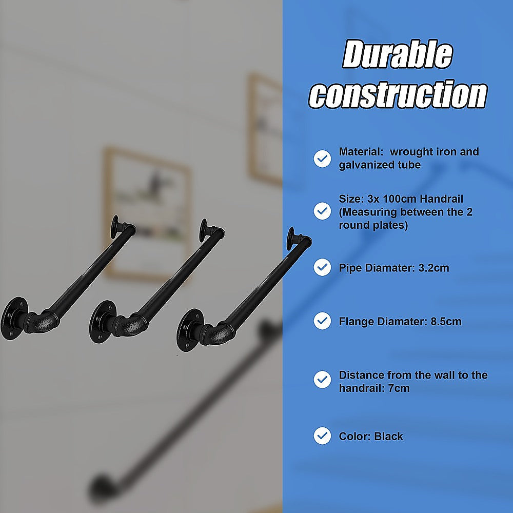3m Handrail Stair Rail Grab Balustrade Staircase Banister + Installation Kit