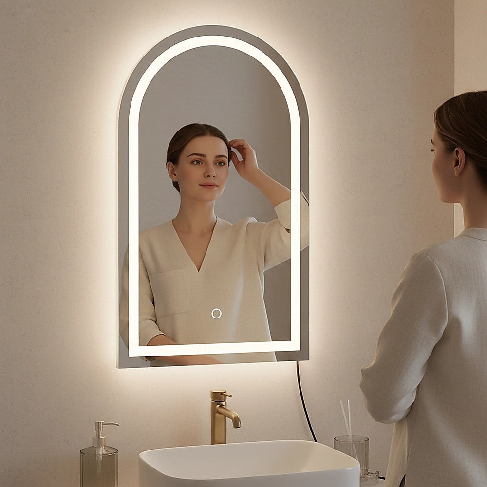 Arched LED Wall Mirror Bathroom Mirrors Makeup Anti-fog 600mm x 1000mm