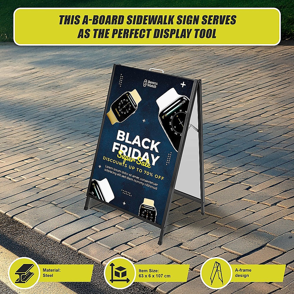 A-Frame Sign 60x90cm ??Outdoor Sidewalk Steel Poster Board Display Stand