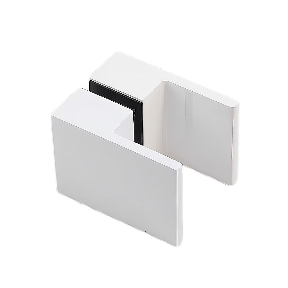 110cm Wall-to-Wall Frameless Shower Screen – White U-Brackets and Floor U-Bracket with SS Hinges & Square Double Pull Handle