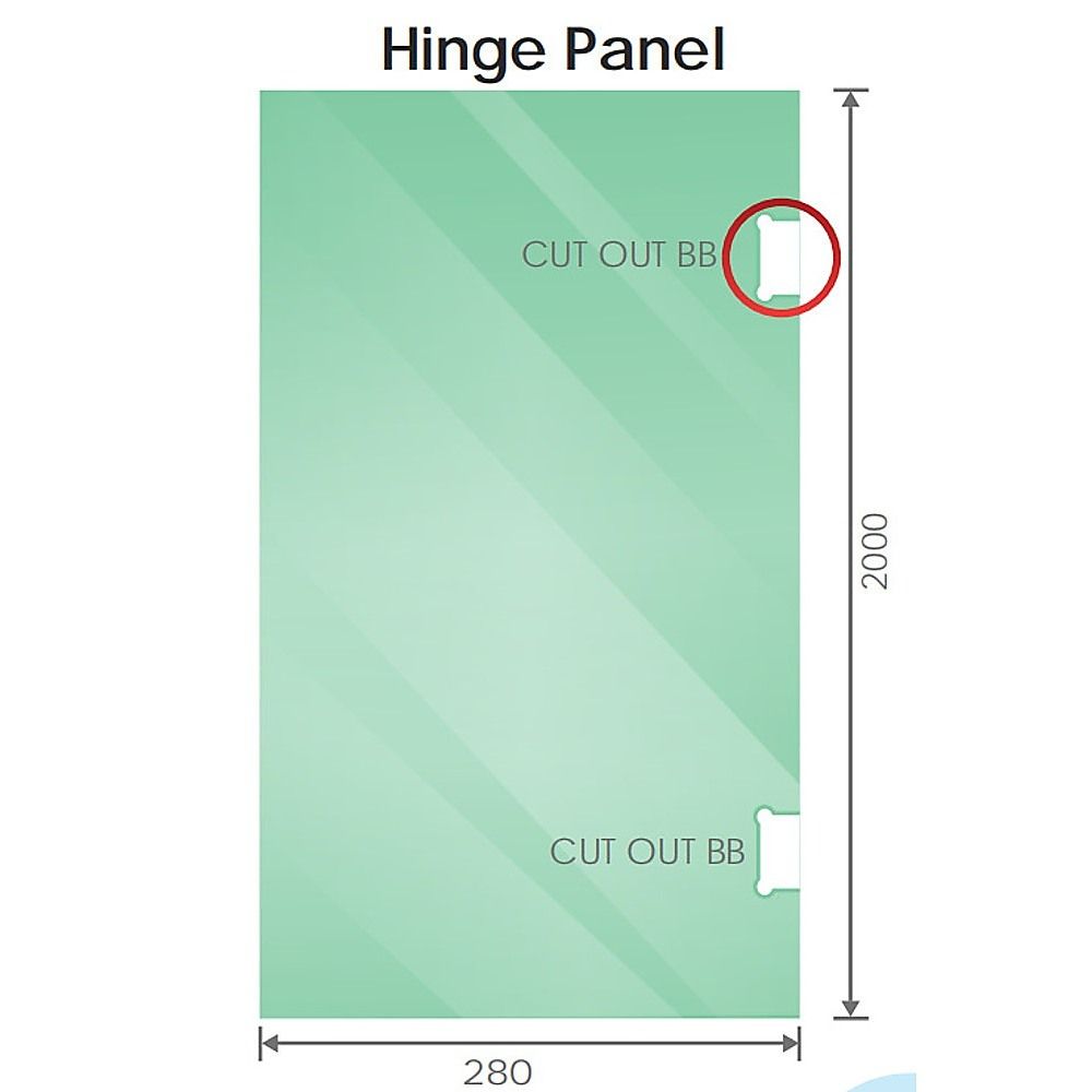 90cm Frameless Wall-to-Wall Shower Screen with Nickel U-Brackets , Brass Hinges & Round Knob Handle