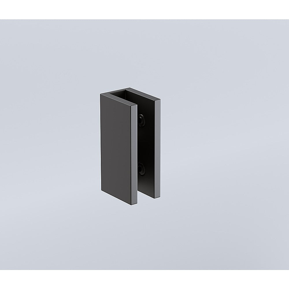 110cm Frameless Wall-to-Wall Shower Screen with Black Wall U-Brackets, Brass Hinges & Round Knob Handle