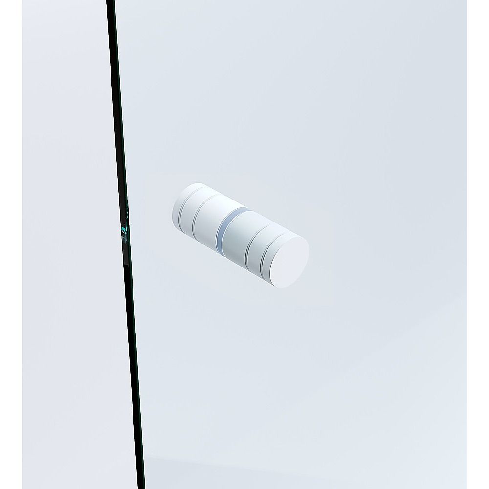 110cm Wall to Wall Frameless Shower Screen – White Wall Channel and Floor Channel, SS Hinges & Round Knob Handle