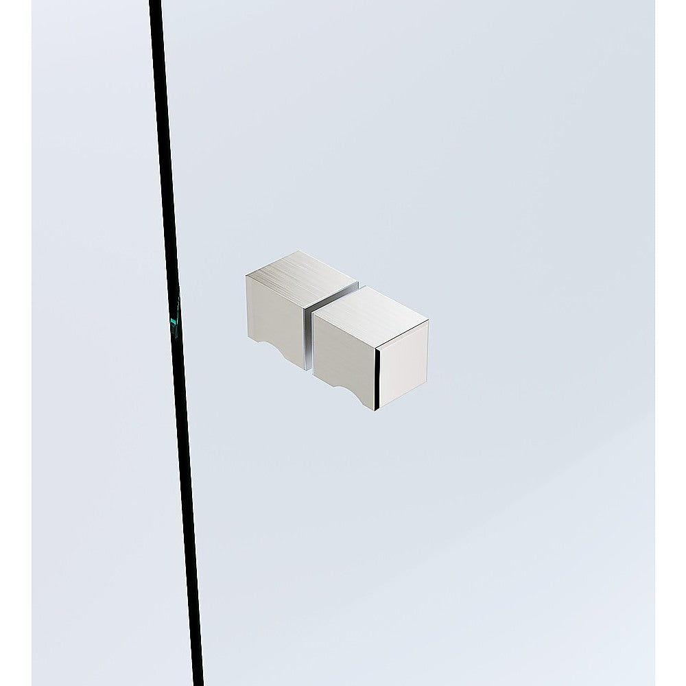120cm Wall-to-Wall Frameless Shower Screen – Nickel Wall Channel with Brass Hinges & Square Knob Handle