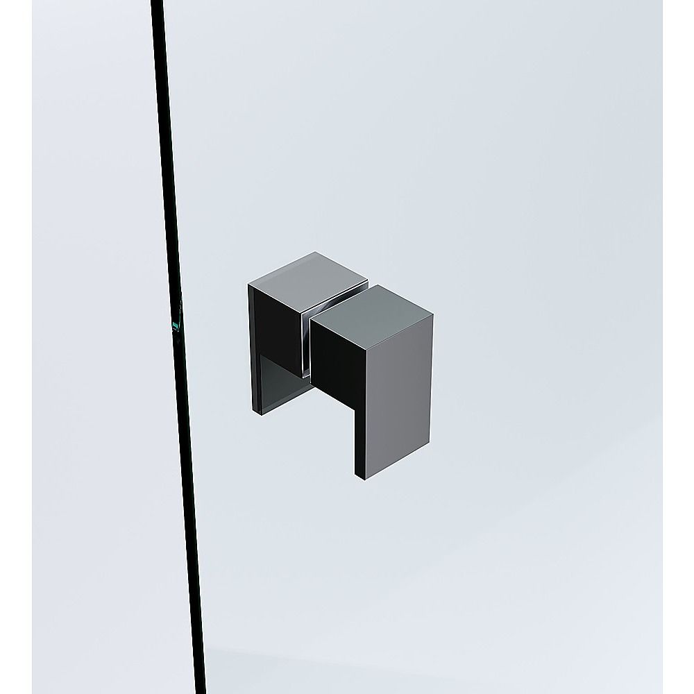 120x100cm Corner Frameless Shower Screen with Black F-Brackets and SS Hinges, Square Double Pull Handle