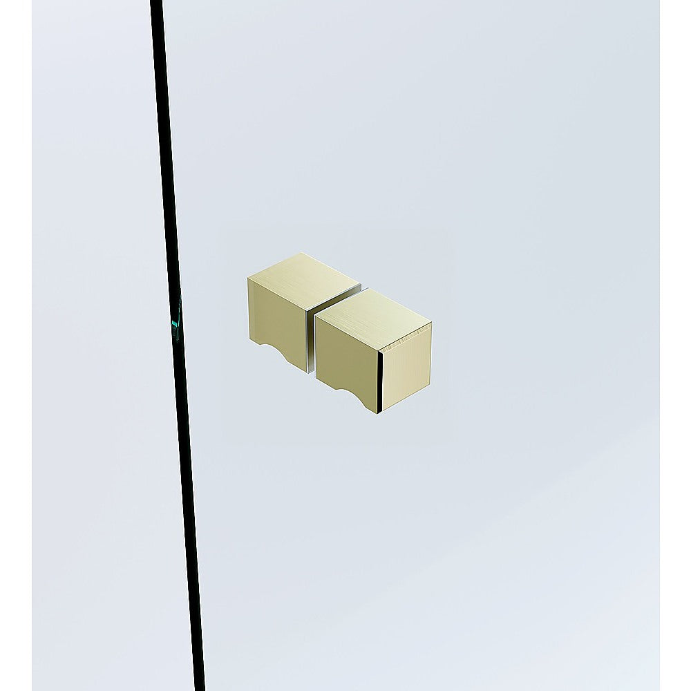120x90cm Corner Frameless Shower Screen with Gold Channel and SS Hinges, Square Knob Handle