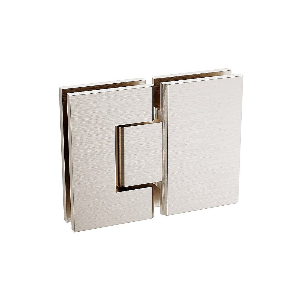 100x100cm Corner Frameless Shower Screen – Nickel Wall Channel with Brass Hinges & Square Knob Handle