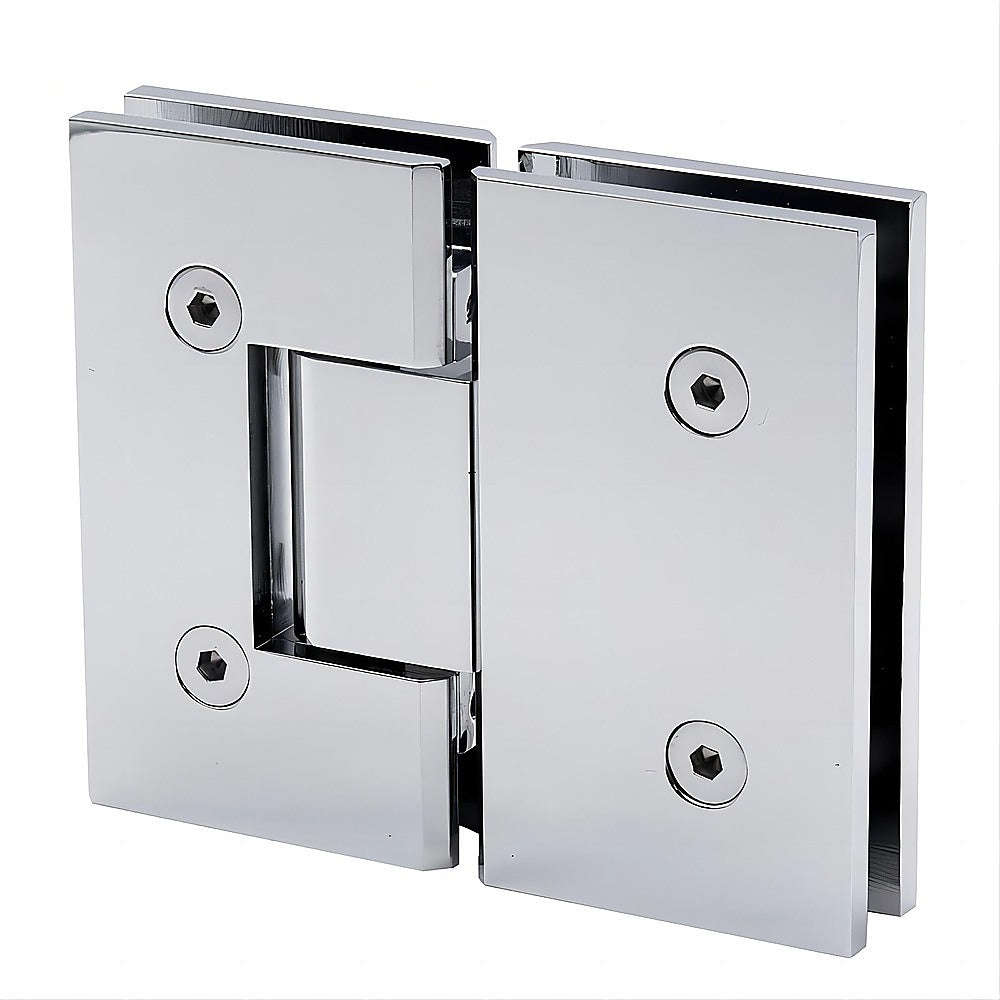 120x120cm Corner Frameless Shower Screen – Chrome Wall & Floor Channel with Brass Hinges & Round Knob Handle