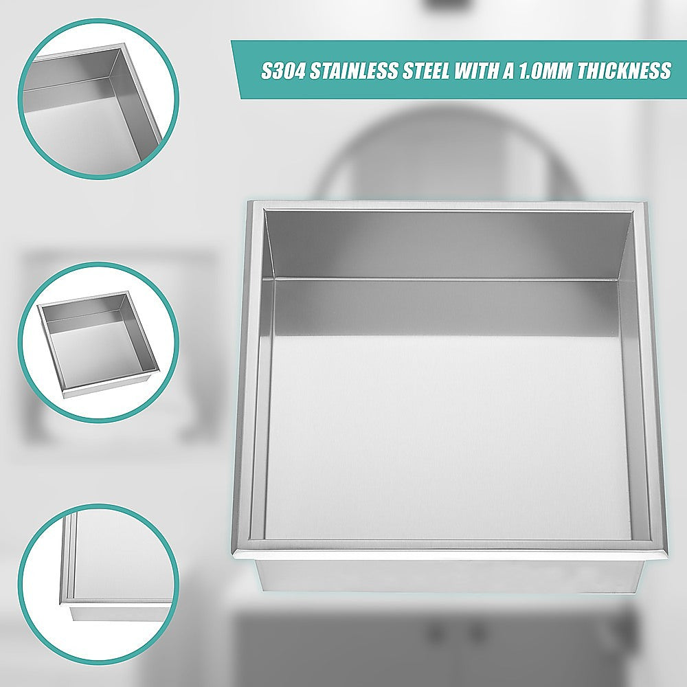 336 x 336 x 101mm Shower Niche Single Shelf Organizer No Tile Needed in Stainless Steel Finish