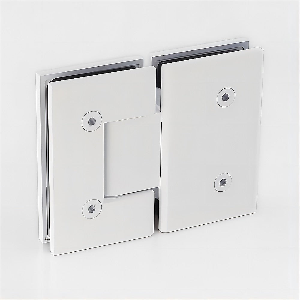 100x100cm Double Door Corner Shower Screen – Wall Channels with SS Hinges in White, Square Knob Handle