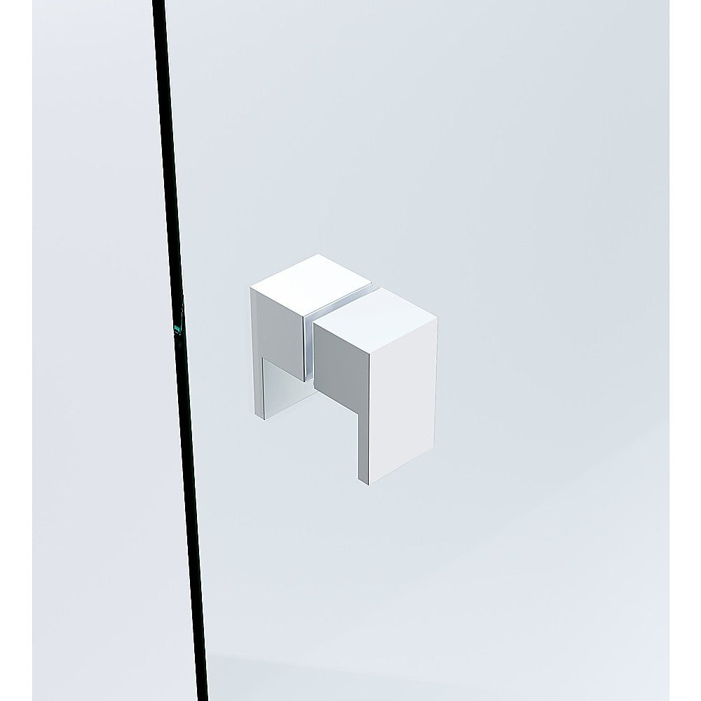 100x100cm Double Door Corner Shower Screen – Wall Channels with SS Hinges in White, Square Double Pull Handle
