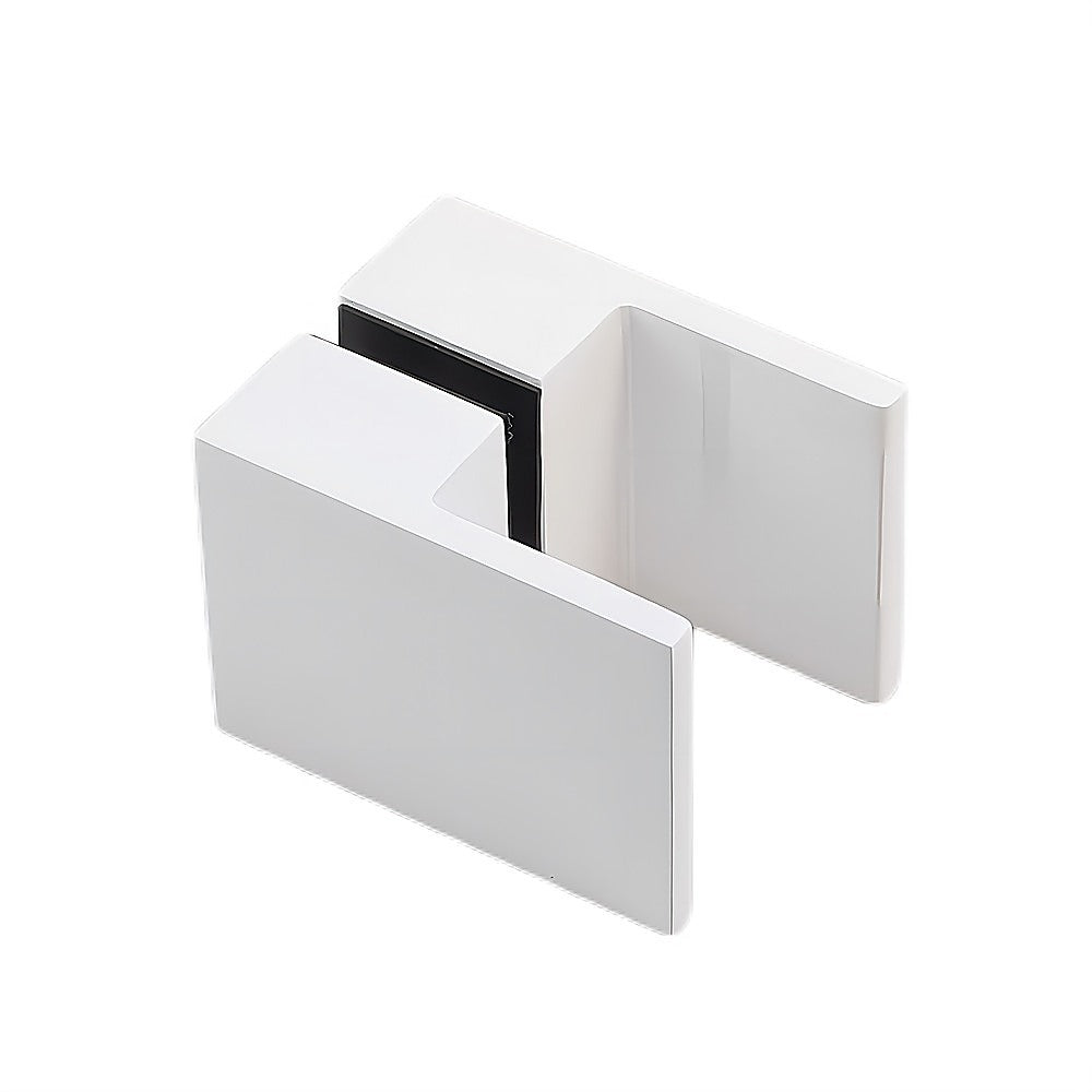 100x100cm Double Door Corner Shower Screen – Wall Channels with SS Hinges in White, Square Double Pull Handle
