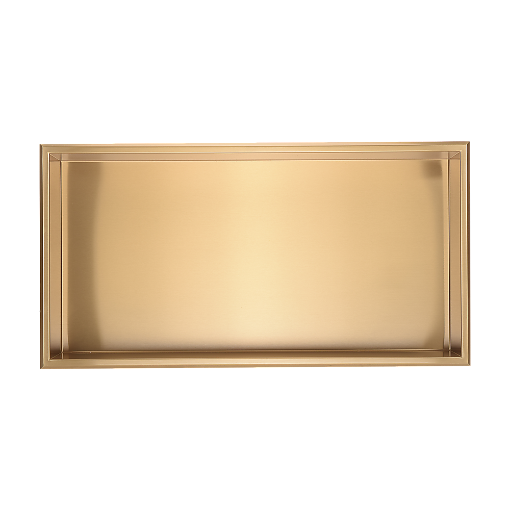641 x 336 x 101mm Shower Niche Single Shelf Organizer No Tile Needed in Gold