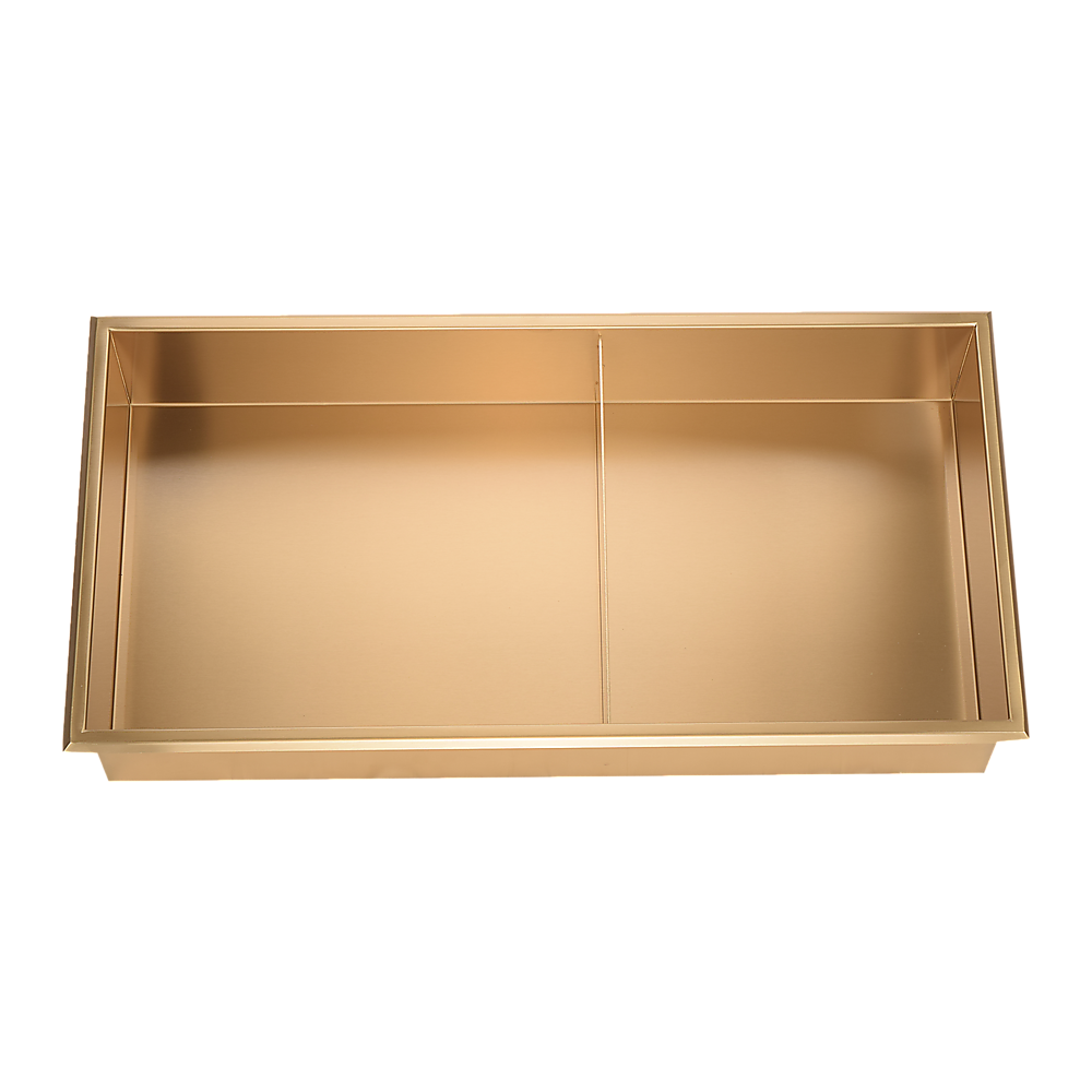 641 x 336 x 101mm Shower Niche Double Shelf Organizer No Tile Needed in Gold