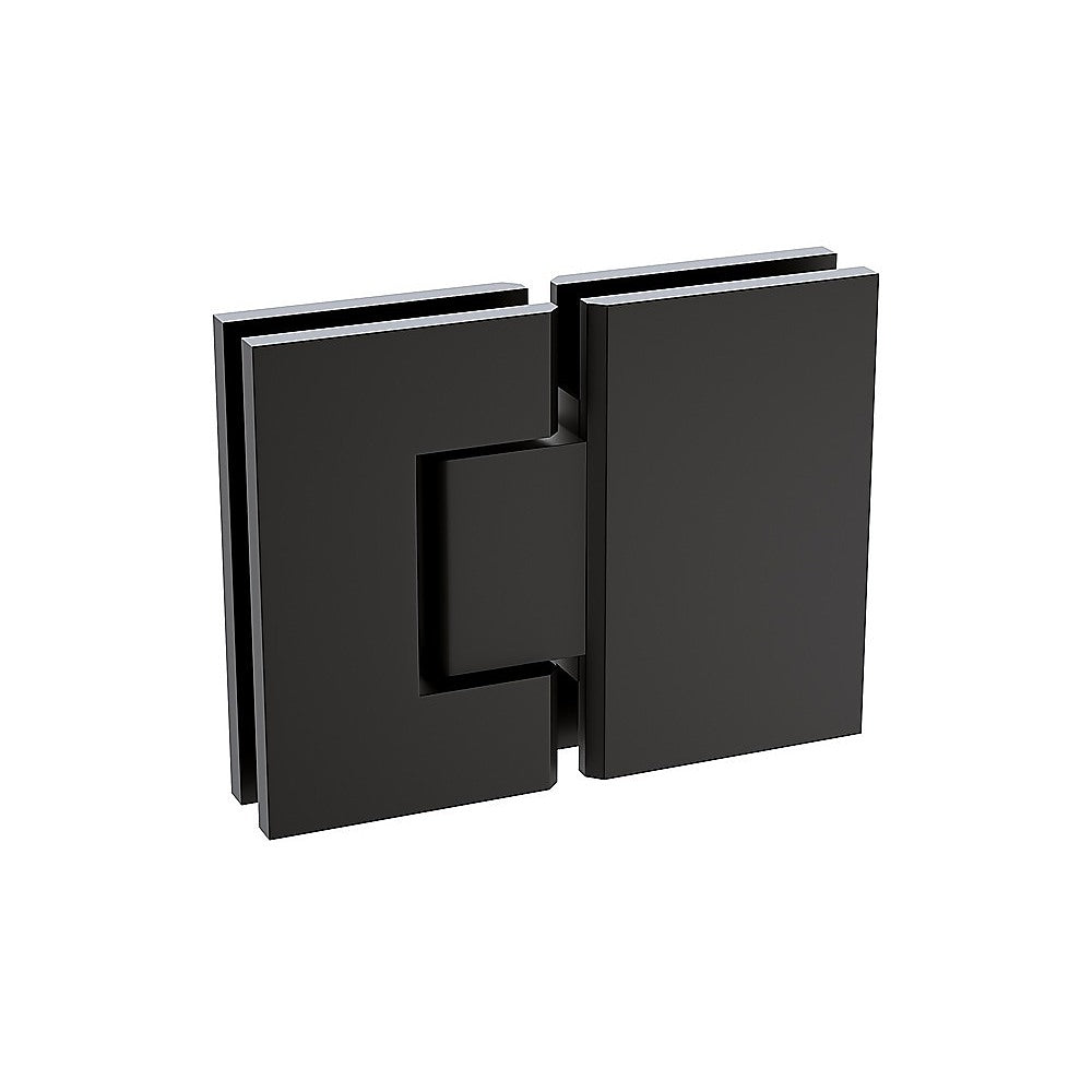 100x100cm Double Door Corner Shower Screen – Channels with Brass Hinges in Black, Square Knob Handles