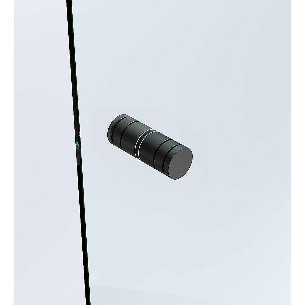 100x100cm Double Door Corner Shower Screen – Channels with Brass Hinges in Black, Round Handles