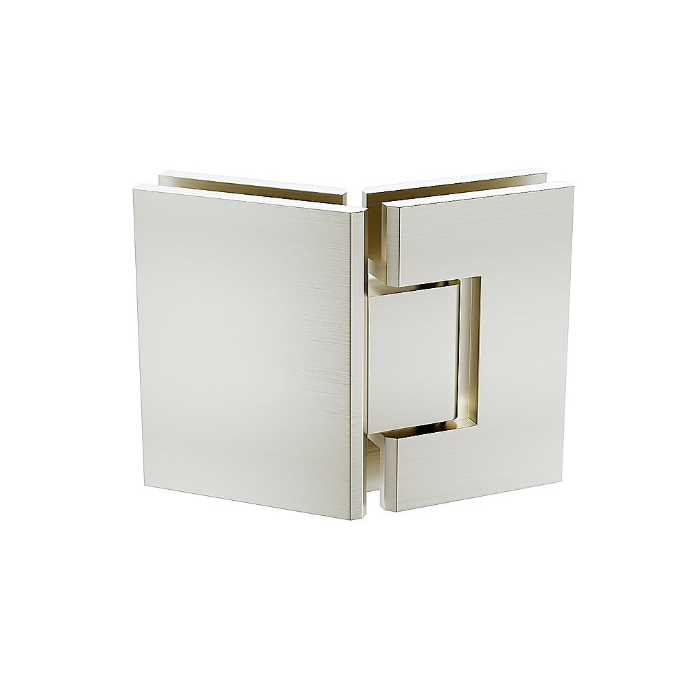100cm Frameless Diamond Shower Screen – Nickel F-Brackets with SS Hinges & Square Knob Handle