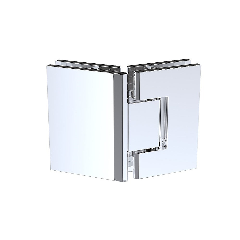 90cm Frameless Diamond Shower Screen – Channels with SS Hinges in Chrome, Square Knob Handles