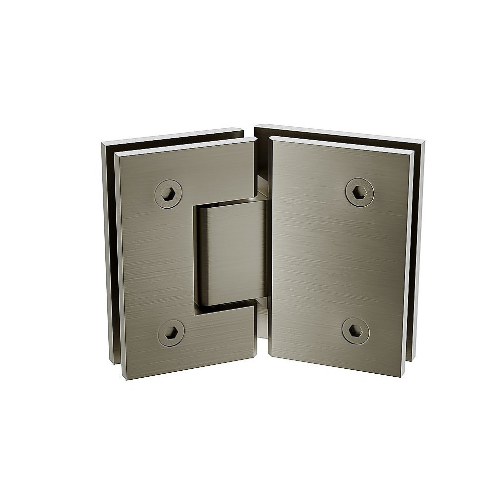 90cm Frameless Diamond Shower Screen with Gunmetal Brackets and Brass Hinges, Square Knob Handle