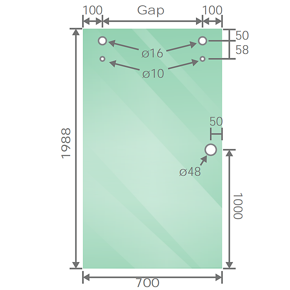 130cm Frameless Glass Sliding Shower Door – With Nickel Rail and U-Brackets for Modern Bathrooms