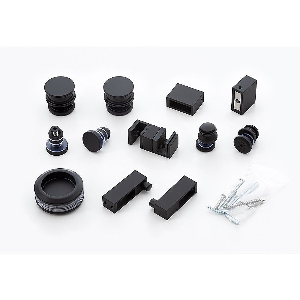 130x100cm Frameless Glass Sliding Corner Shower – With Black Rail and Wall channel for Contemporary Bathrooms