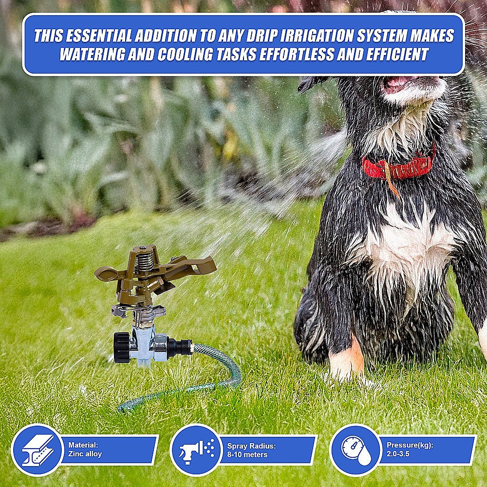 Easy to Install Irrigation Sprinkler 360 Degree Rotating Sprinkler Gun Zinc Alloy Adjustable Rocker Sprinkler