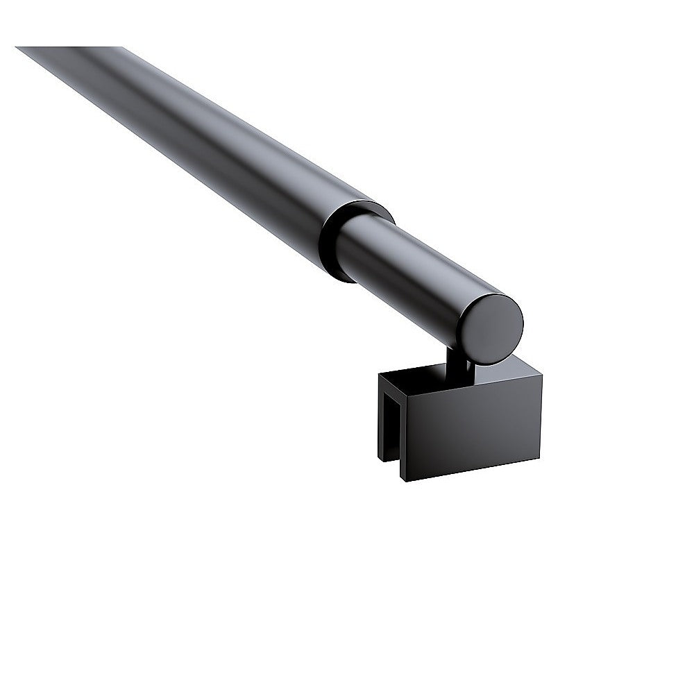 80cm Reeded Single Shower Glass Screen with Black U-brackets & Round Pole